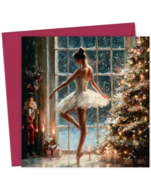 Nutcracker Ballerina Christmas Card | Elegant Holiday Art