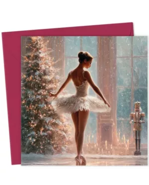Nutcracker Ballerina Christmas Card | Elegant Holiday Art