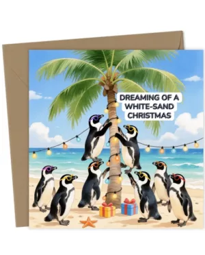 Penguins Dreaming of a White-Sand Christmas