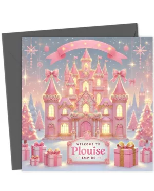 Plouise Inspired Pink Stunning Castle Merry Pinkmas Christmas Card