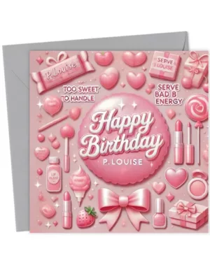Plouise Pink Make Up Lover Happy Birthday Card
