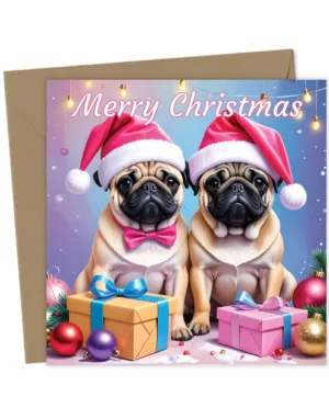 pug christmas card,