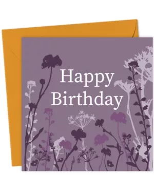 Purple pressed flowers Birthday Card