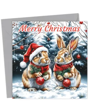 Rabbits & Baubles Christmas Card