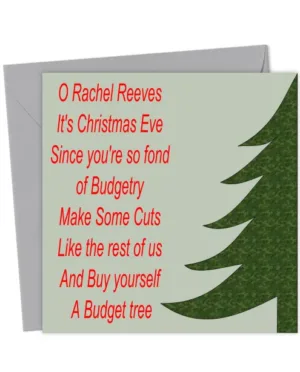Rachel Reeves Budget Tree Political Christmas Card