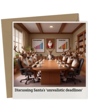 Reindeer HR Meeting: Discussing Santa's Unrealistic Deadlines