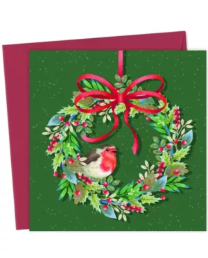 Robin Wreath Christmas Card