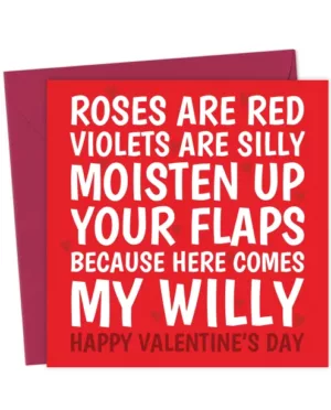 Rude Valentine's Card For Her - Roses Are Red Willy Pun