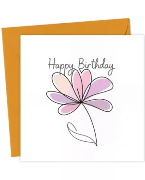 Simple flower birthday card in pink and mauve hues