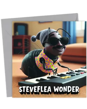 SteveFlea Wonder Pun Greeting Card - Funny Music Lover Birthday Card