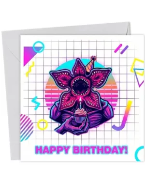 Stranger Things Demogorgon Birthday Card - Retro 80s Style