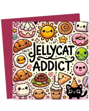 Super Cute  Jellycat Inspired Kawaii “Jellycat Addict” Birthday Card