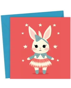 Sweet Bunny Ballerina – Cute Starry Rabbit Birthday Greeting Card