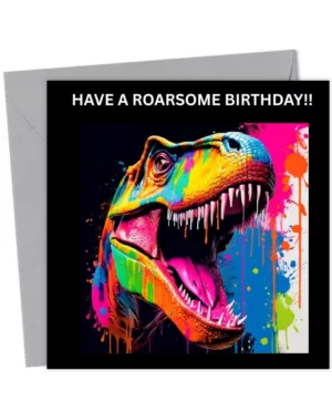 T-Rex Dinosaur Birthday Card