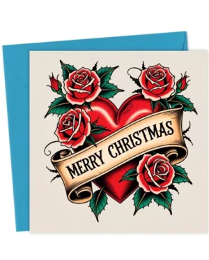 Tattoo style Christmas Card, Traditional tattoo alternative card