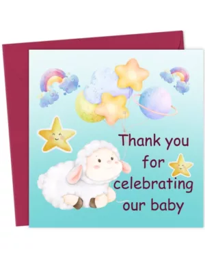 Thank You for Celebrating Our Baby – Pastel Rainbow New Baby Thank You