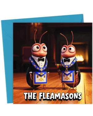 The Fleamasons Greetings card - FreeMason Funny Card