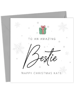 To an amazing Bestie Happy Christmas - Personalised Card