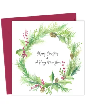 Traditional Christmas Greetings Full Wreath