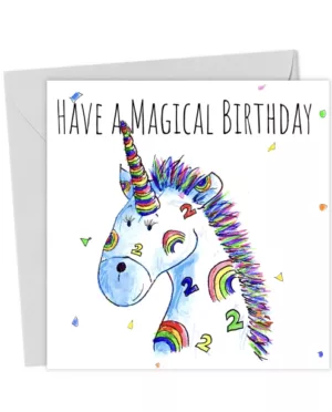 Unicorn 2nd birthday card
