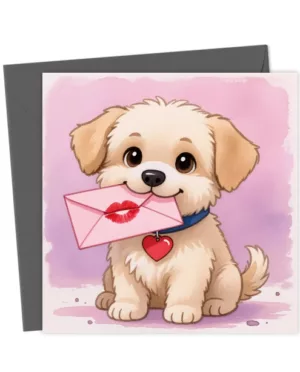 Valentine puppy with a love heart collar
