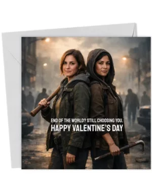 Zombie Apocalypse Female Couple Face Swap Valentine’s Day Card